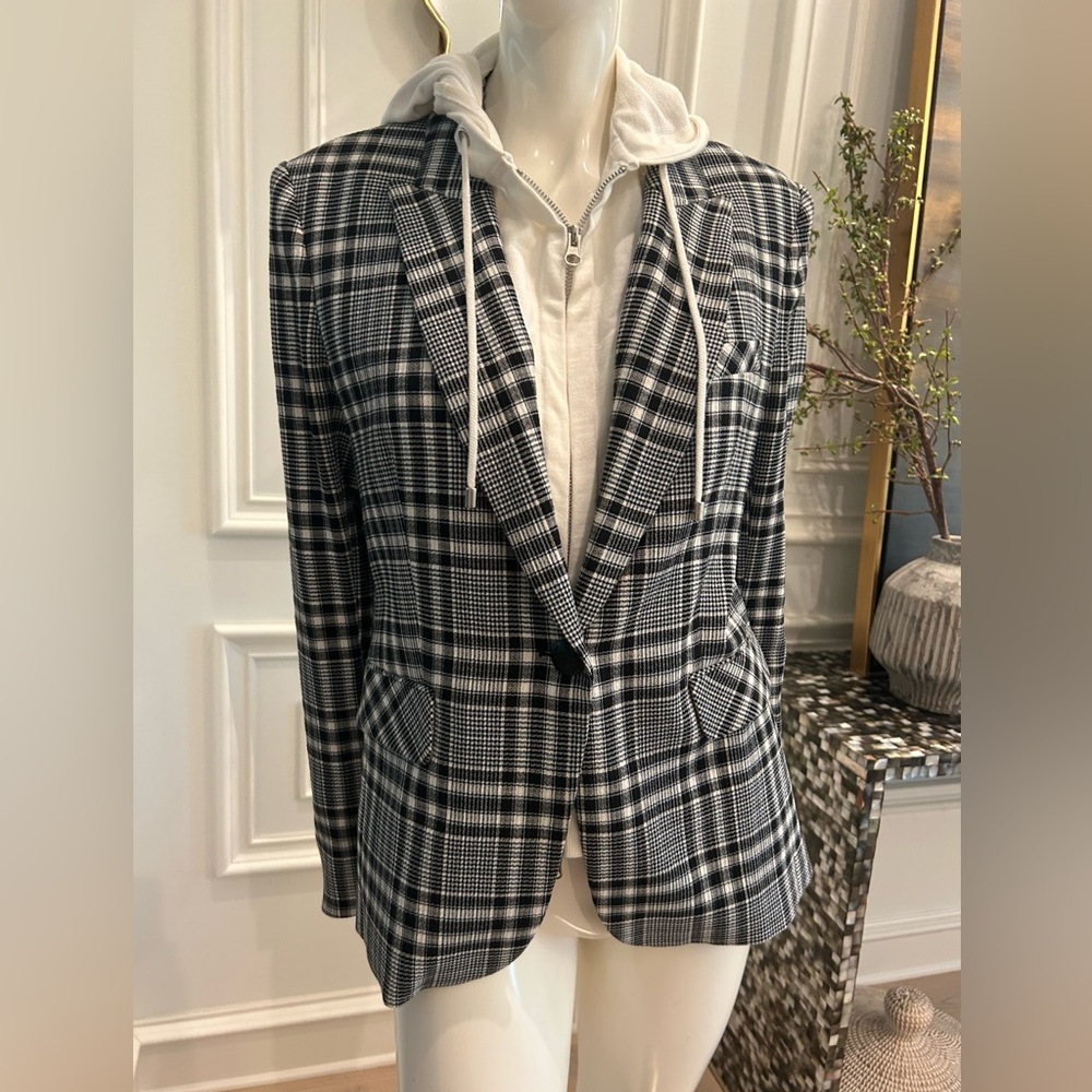 Veronica Beard Black and White Plaid Blazer